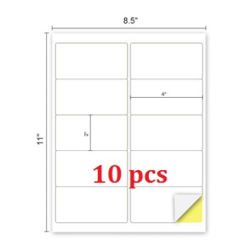 A4 blank thermal adhesive address label sticker sheet sizes 10pcs